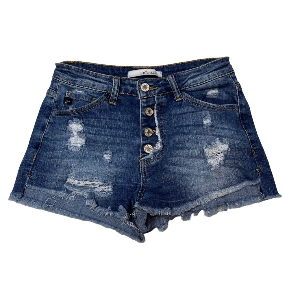 KanCan Estilo High Rise Distressed Button Fly Denim Shorts 26